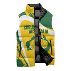 Australia Curling Personalised Sleeveless Puffer Jacket Aussie Map Grunge Curve Style
