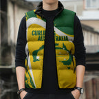 Australia Curling Personalised Sleeveless Puffer Jacket Aussie Map Grunge Curve Style