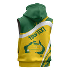 Australia Curling Personalised Sleeveless Zip Hoodie Aussie Map Grunge Curve Style