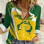 Australia Curling Personalised Women Casual Shirt Aussie Map Grunge Curve Style
