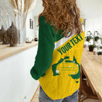 Australia Curling Personalised Women Casual Shirt Aussie Map Grunge Curve Style