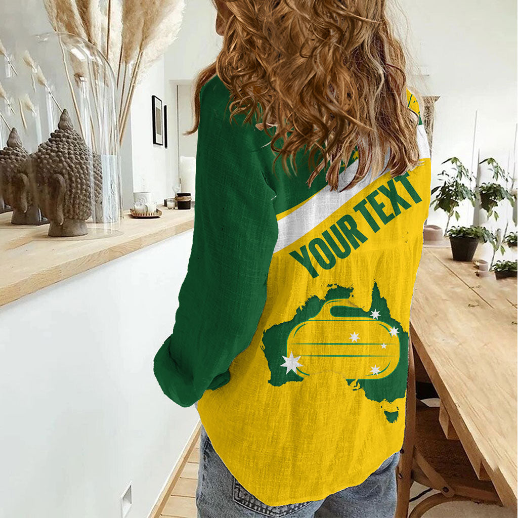 Australia Curling Personalised Women Casual Shirt Aussie Map Grunge Curve Style