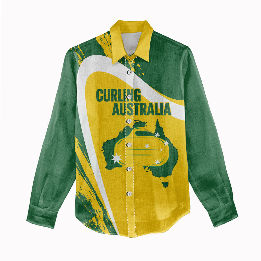 Australia Curling Personalised Women Casual Shirt Aussie Map Grunge Curve Style
