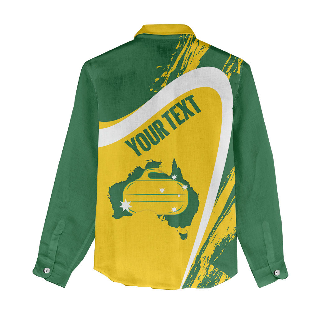 Australia Curling Personalised Women Casual Shirt Aussie Map Grunge Curve Style