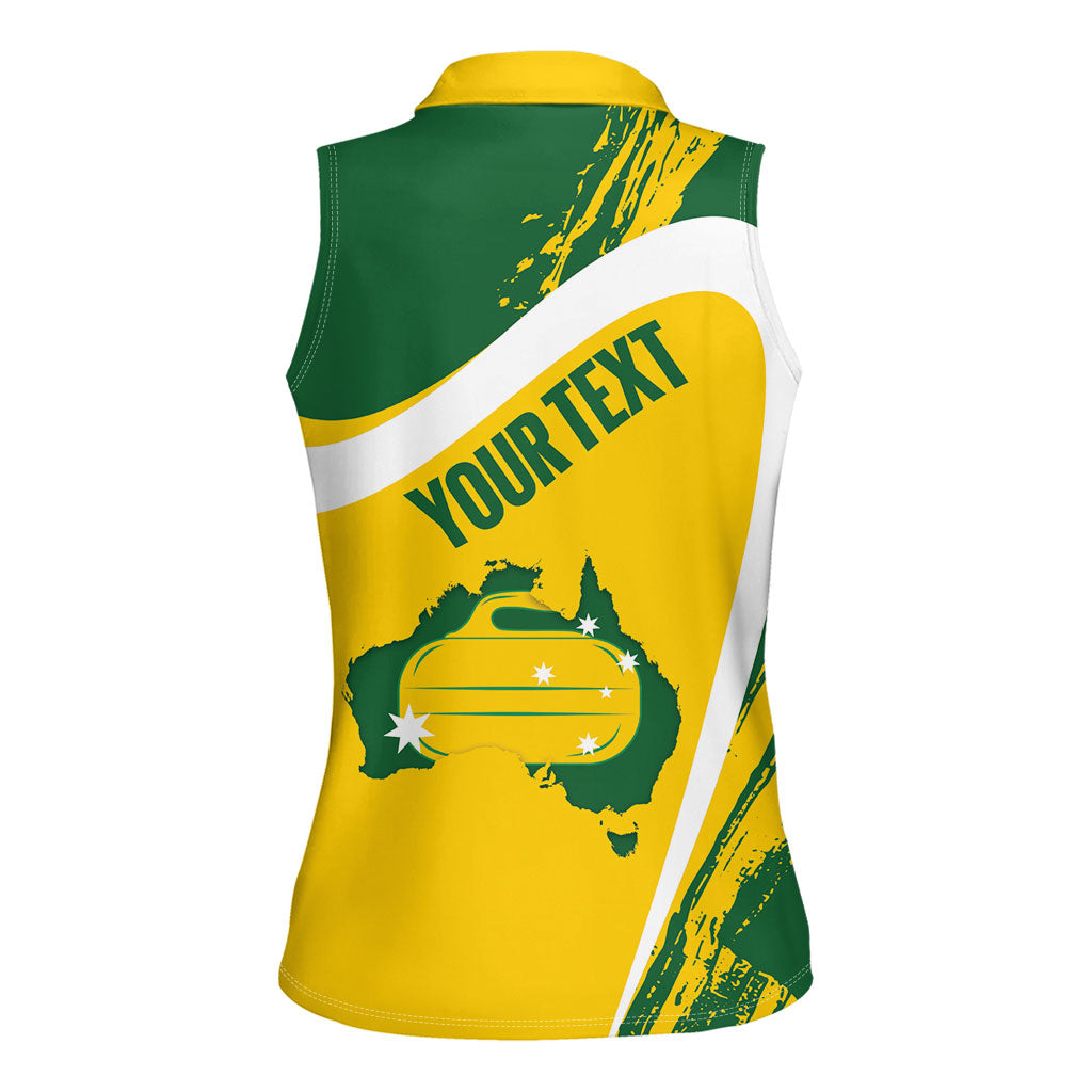 Australia Curling Personalised Women Sleeveless Polo Shirt Aussie Map Grunge Curve Style