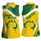 Australia Curling Personalised Women Sleeveless Polo Shirt Aussie Map Grunge Curve Style