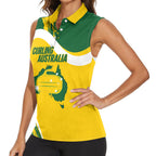 Australia Curling Personalised Women Sleeveless Polo Shirt Aussie Map Grunge Curve Style