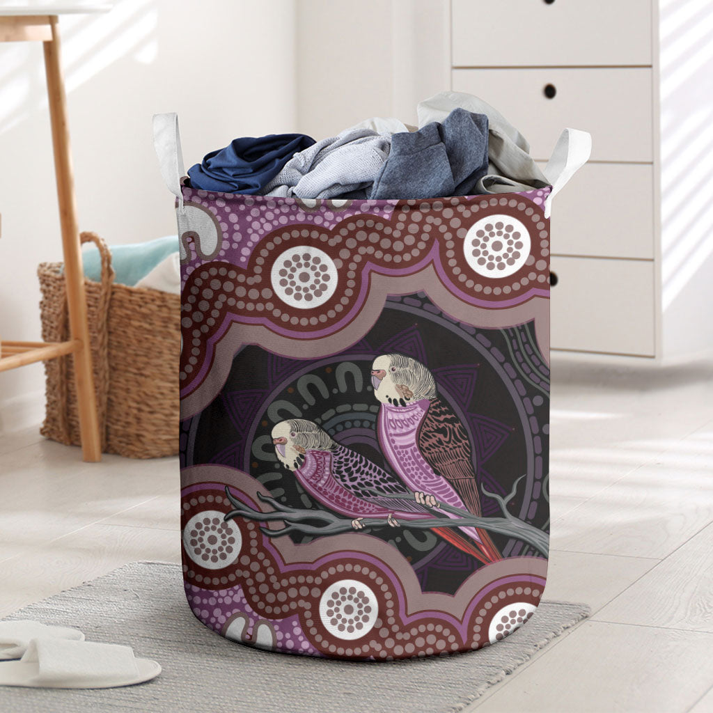Purple Budgerigar Australia Indigenous Art Laundry Basket
