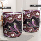 Purple Budgerigar Australia Indigenous Art Laundry Basket