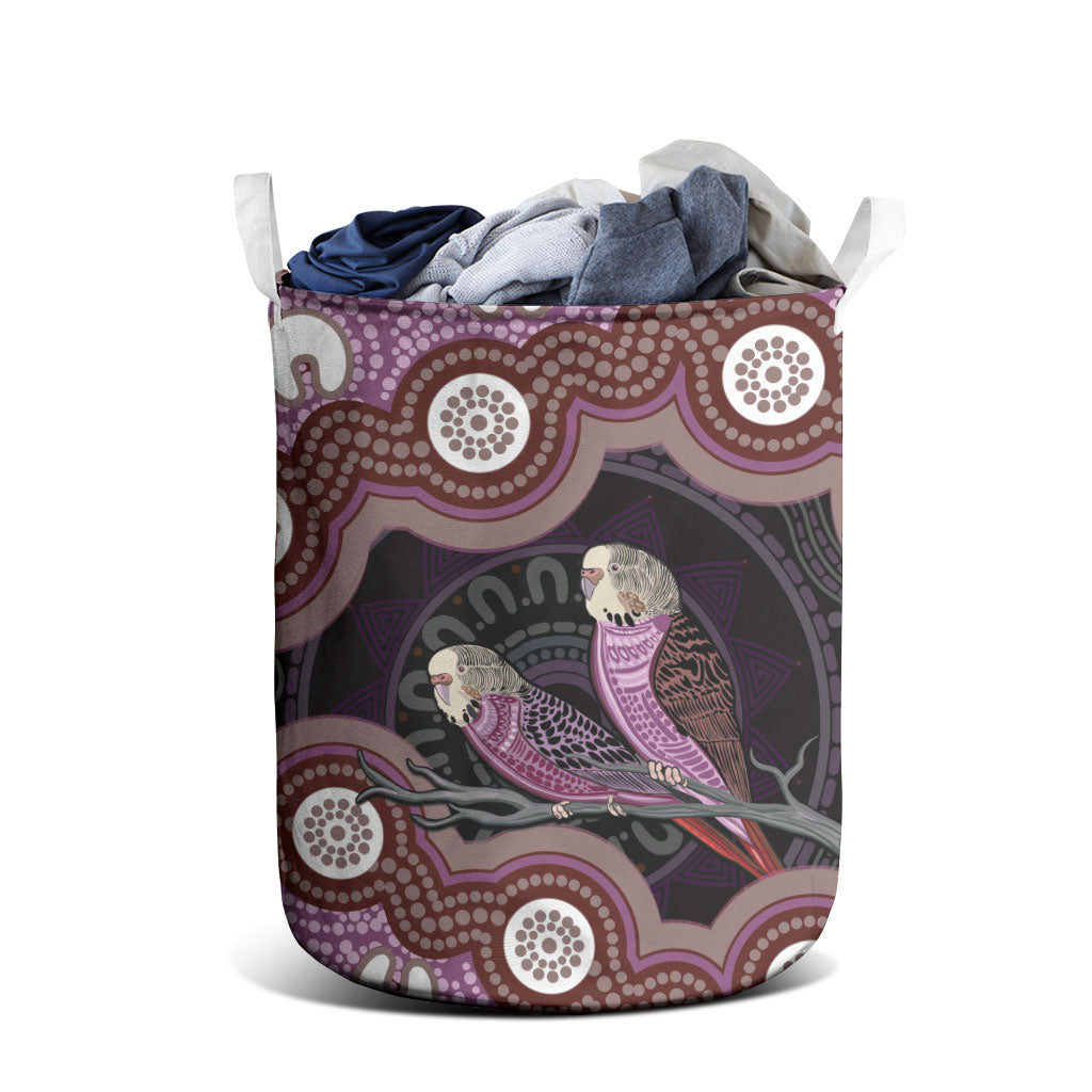 Purple Budgerigar Australia Indigenous Art Laundry Basket