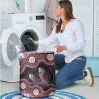 Purple Budgerigar Australia Indigenous Art Laundry Basket