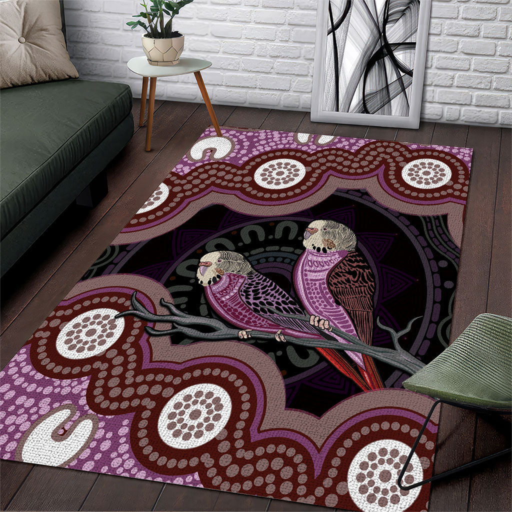 Purple Budgerigar Australia Indigenous Art Area Rug