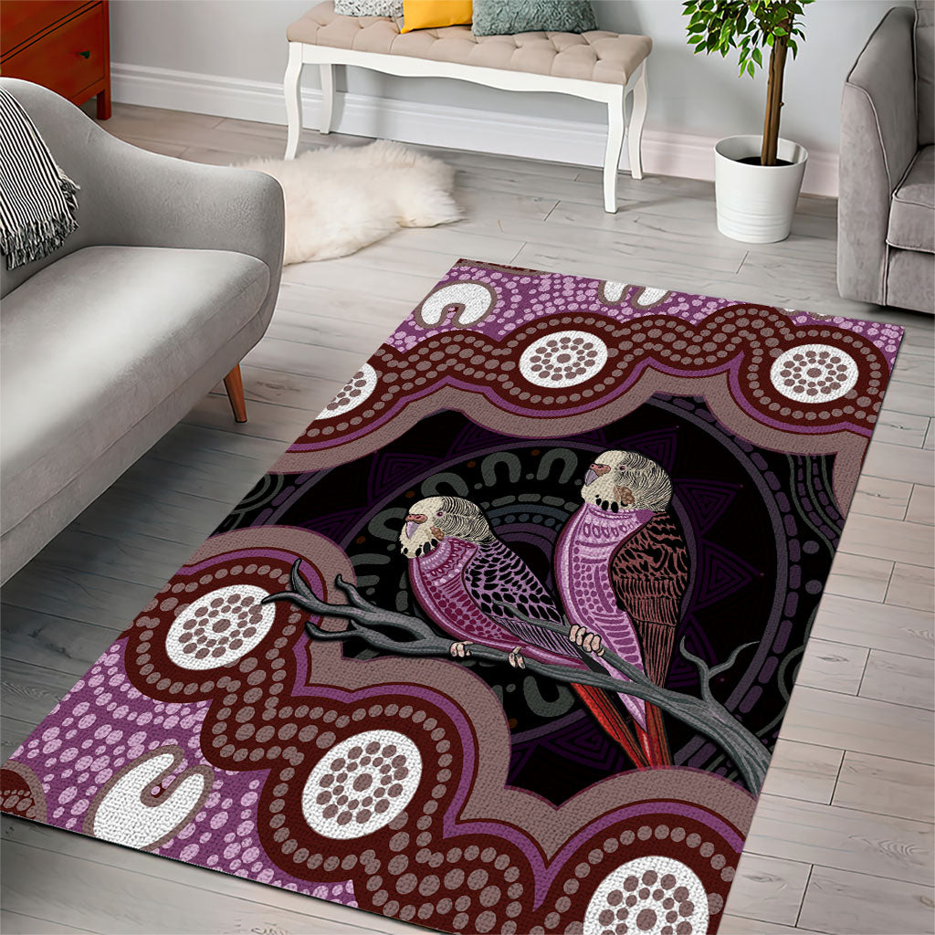 Purple Budgerigar Australia Indigenous Art Area Rug