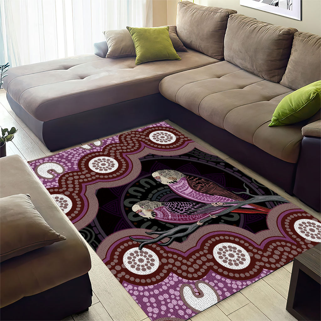 Purple Budgerigar Australia Indigenous Art Area Rug