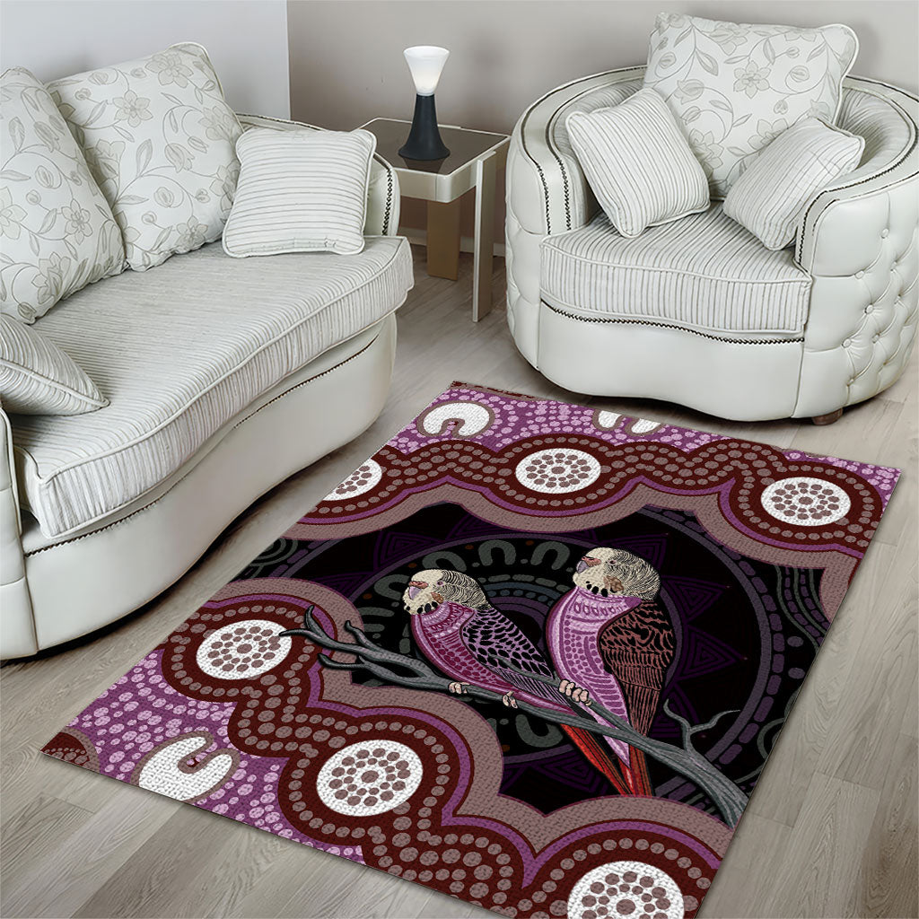 Purple Budgerigar Australia Indigenous Art Area Rug