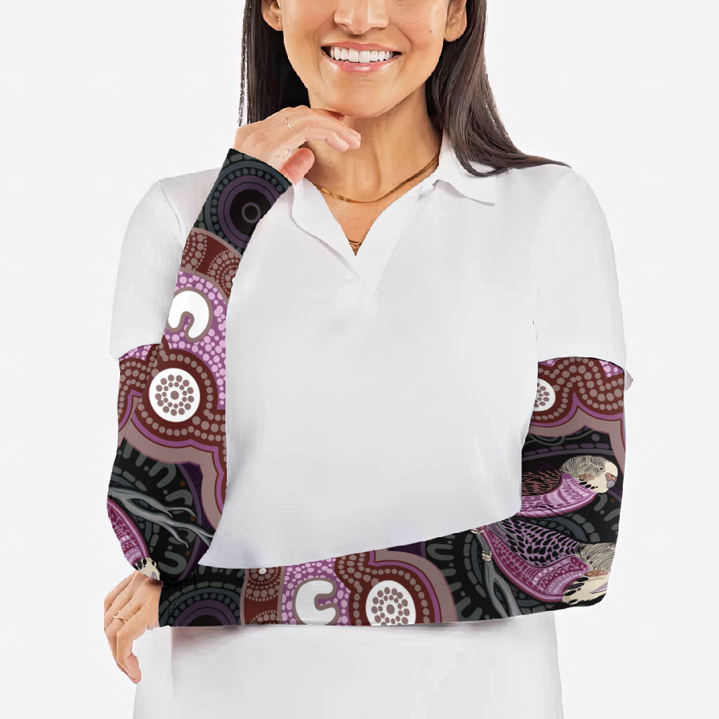 Purple Budgerigar Australia Indigenous Art Arm Sleeves
