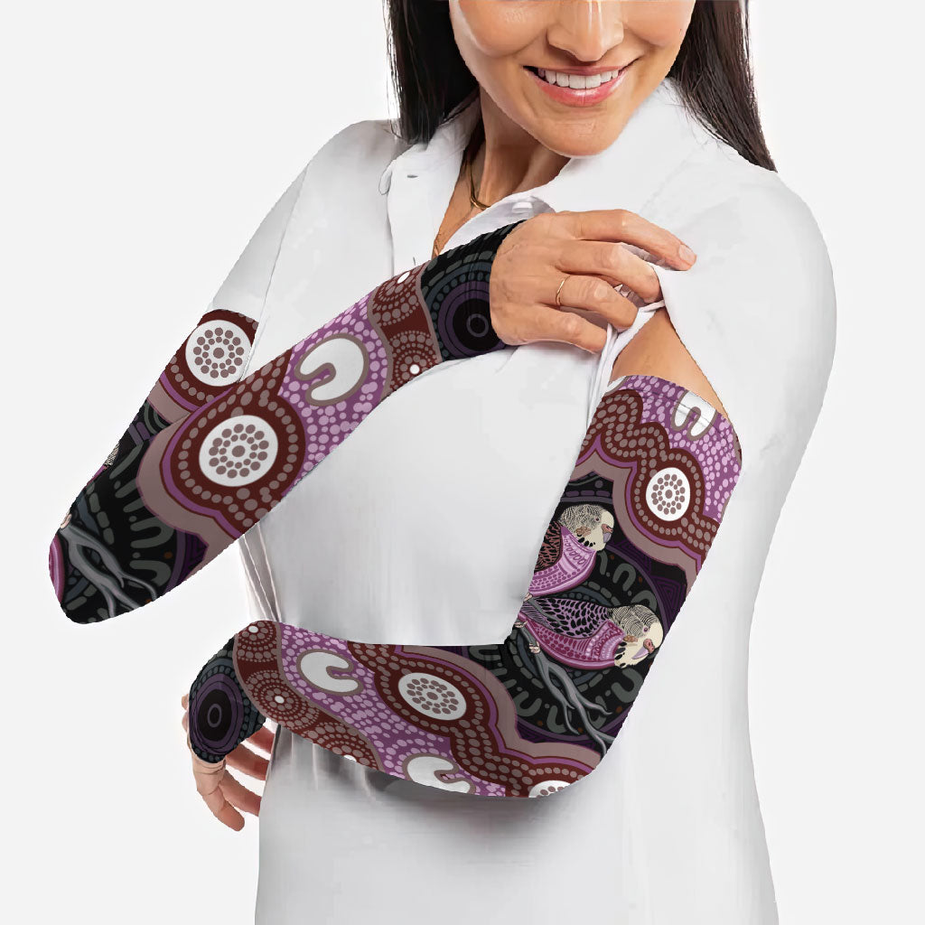 Purple Budgerigar Australia Indigenous Art Arm Sleeves