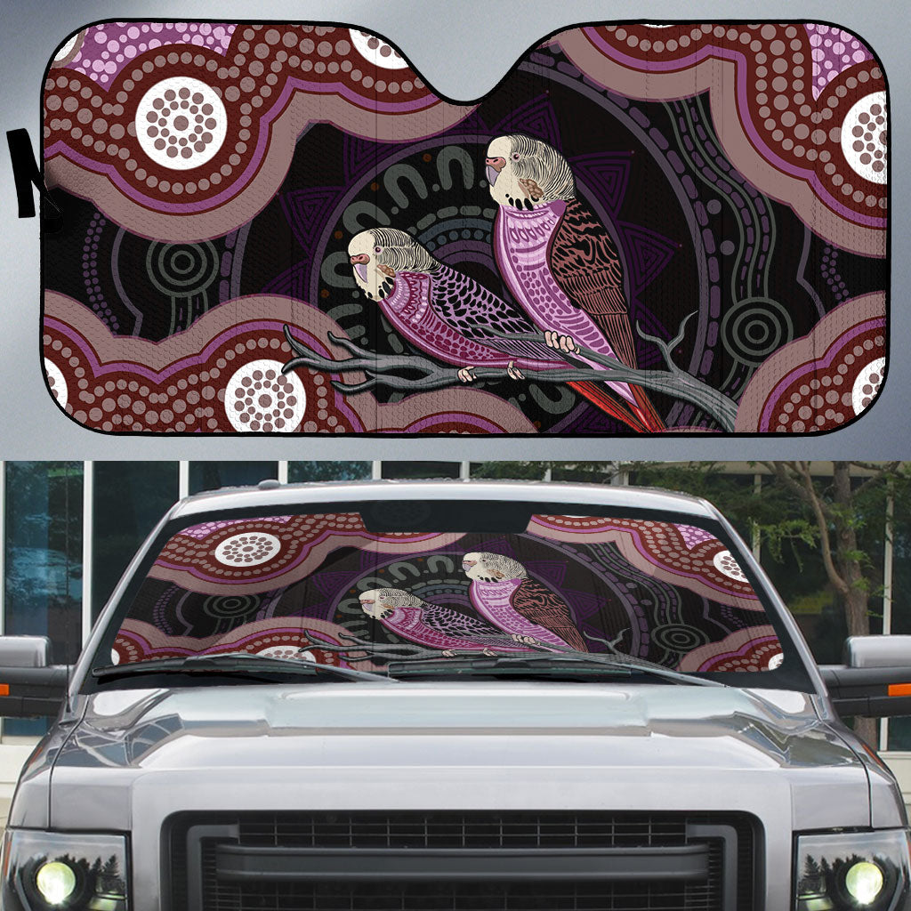 Purple Budgerigar Australia Indigenous Art Auto Sun Shade