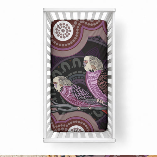 Purple Budgerigar Australia Indigenous Art Baby Bed Cover