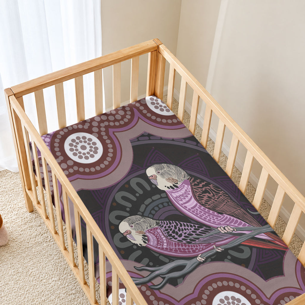 Purple Budgerigar Australia Indigenous Art Baby Bed Cover