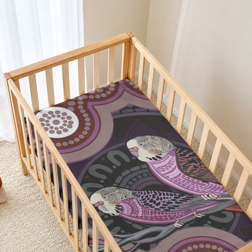 Purple Budgerigar Australia Indigenous Art Baby Bed Cover