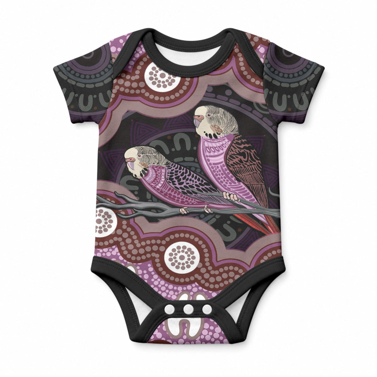 Purple Budgerigar Australia Indigenous Art Baby Onesie