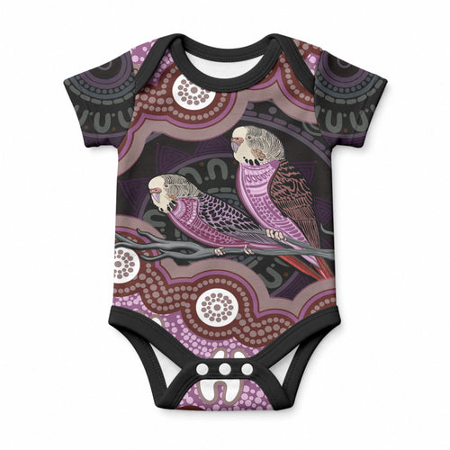 Purple Budgerigar Australia Indigenous Art Baby Onesie