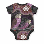 Purple Budgerigar Australia Indigenous Art Baby Onesie