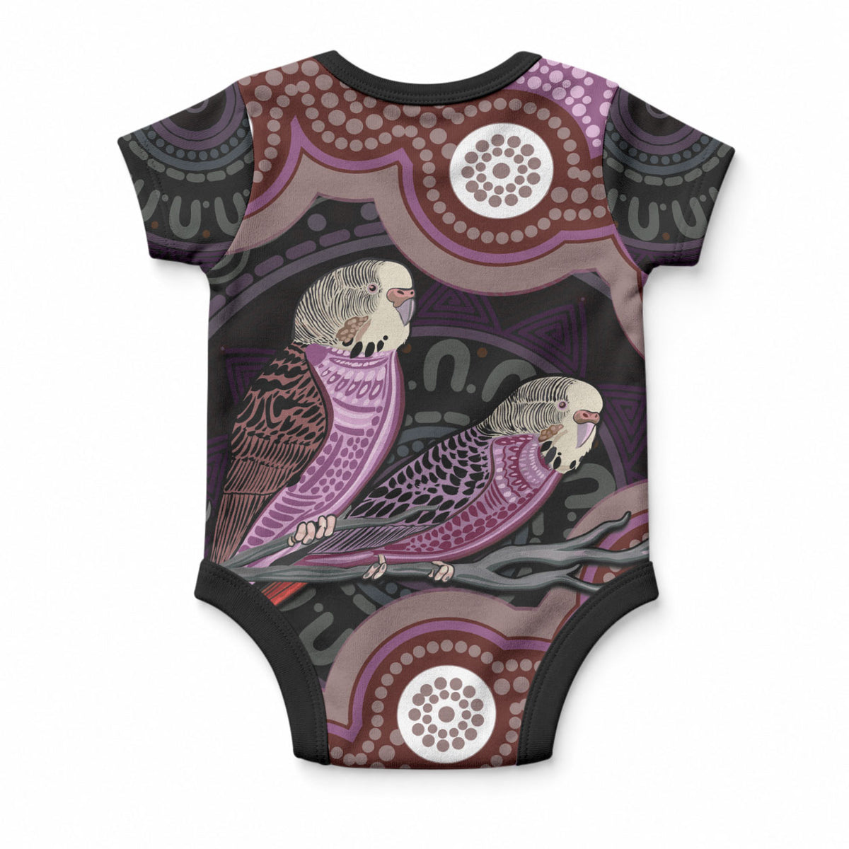 Purple Budgerigar Australia Indigenous Art Baby Onesie