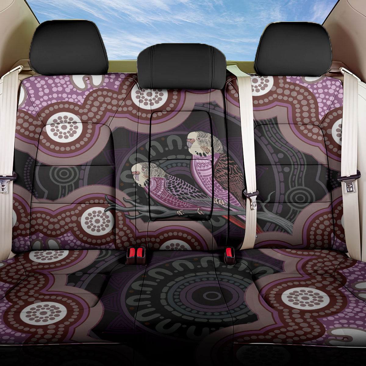Purple Budgerigar Australia Indigenous Art Back Car Seat Cover