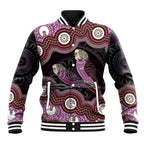 Purple Budgerigar Australia Indigenous Art Baseball Jacket