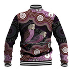 Purple Budgerigar Australia Indigenous Art Baseball Jacket