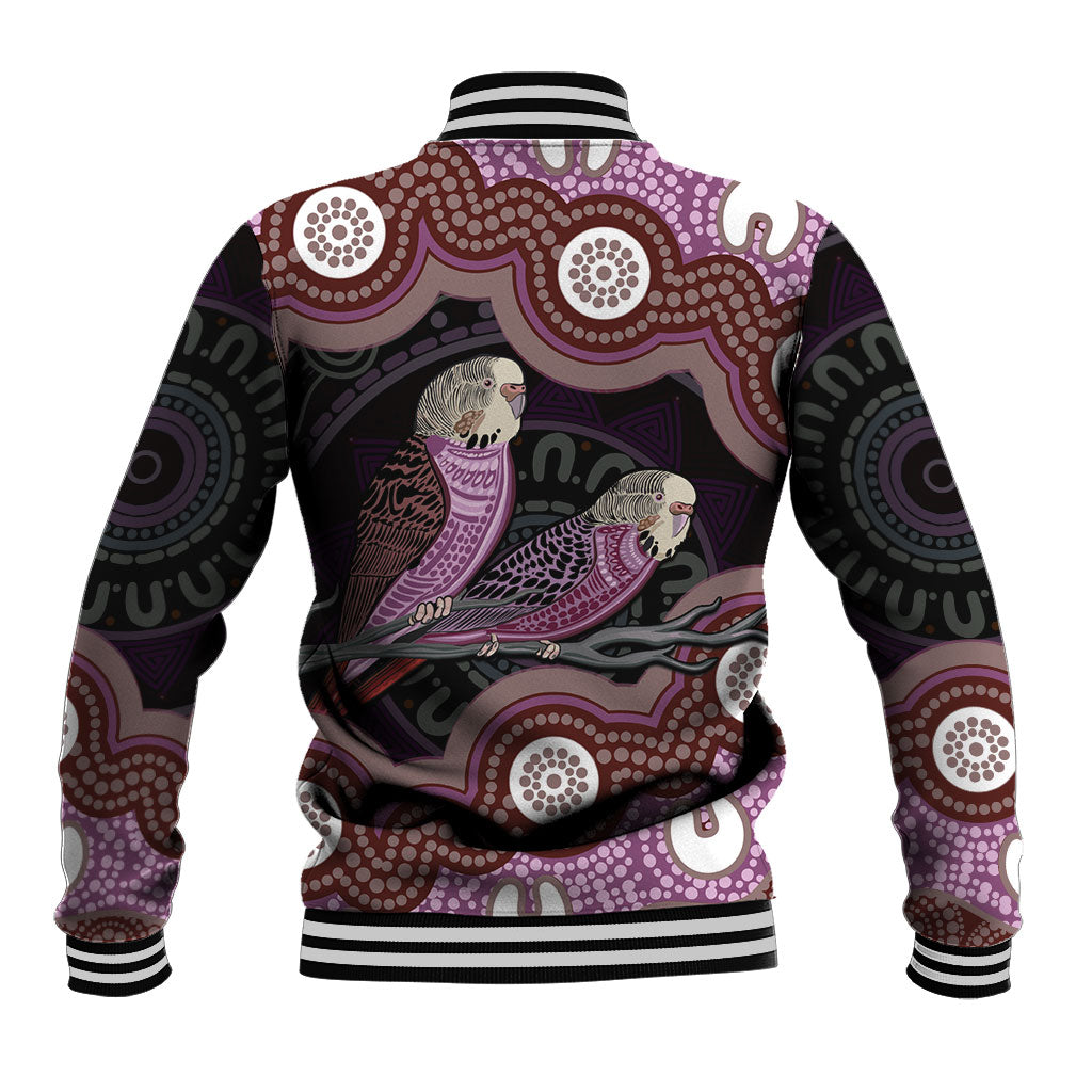 Purple Budgerigar Australia Indigenous Art Baseball Jacket