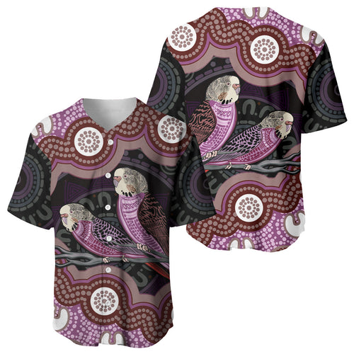 Purple Budgerigar Australia Indigenous Art Baseball Jersey