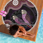 Purple Budgerigar Australia Indigenous Art Beach Blanket
