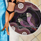 Purple Budgerigar Australia Indigenous Art Beach Blanket