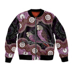 Purple Budgerigar Australia Indigenous Art Bomber Jacket