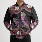 Purple Budgerigar Australia Indigenous Art Bomber Puffer Jacket