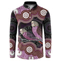 Purple Budgerigar Australia Indigenous Art Button Sweatshirt