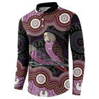 Purple Budgerigar Australia Indigenous Art Button Sweatshirt