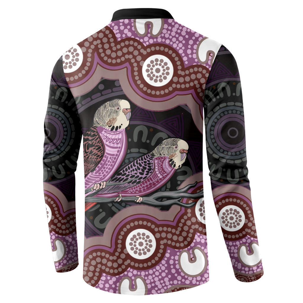 Purple Budgerigar Australia Indigenous Art Button Sweatshirt