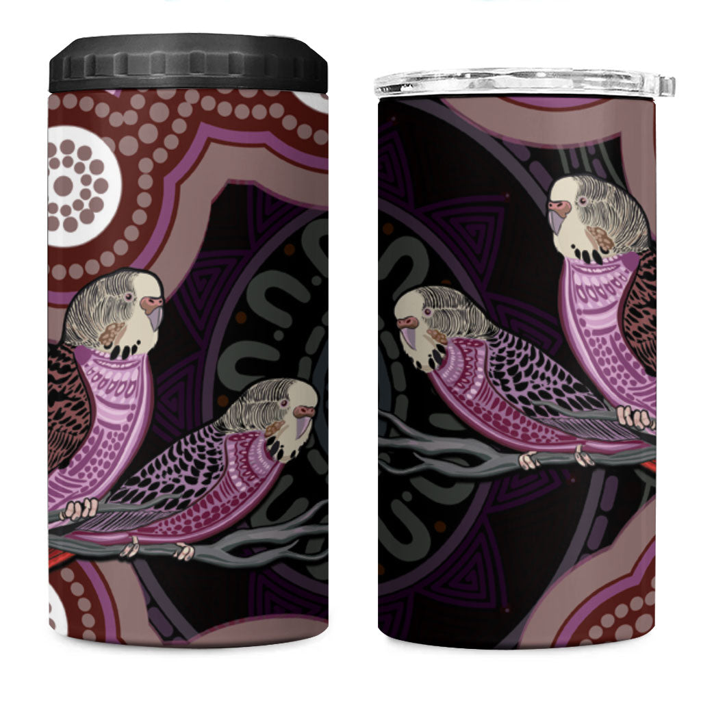 Purple Budgerigar Australia Indigenous Art 4 in 1 Can Cooler Tumbler