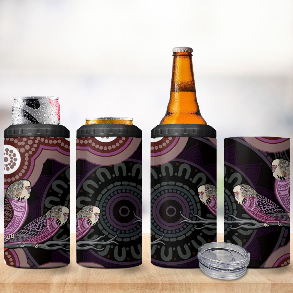 Purple Budgerigar Australia Indigenous Art 4 in 1 Can Cooler Tumbler