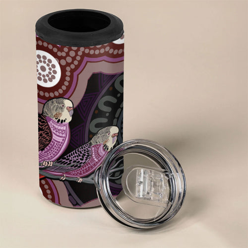 Purple Budgerigar Australia Indigenous Art 4 in 1 Can Cooler Tumbler