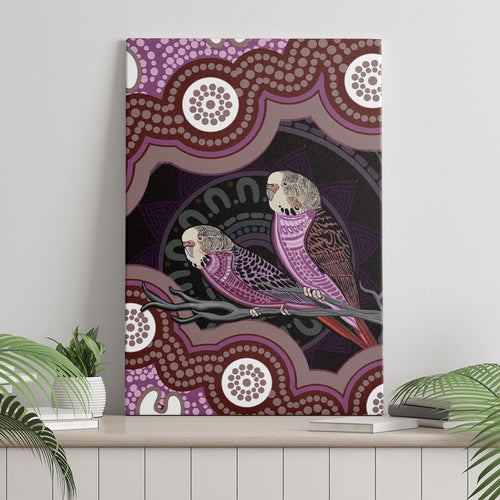 Purple Budgerigar Australia Indigenous Art Canvas Wall Art