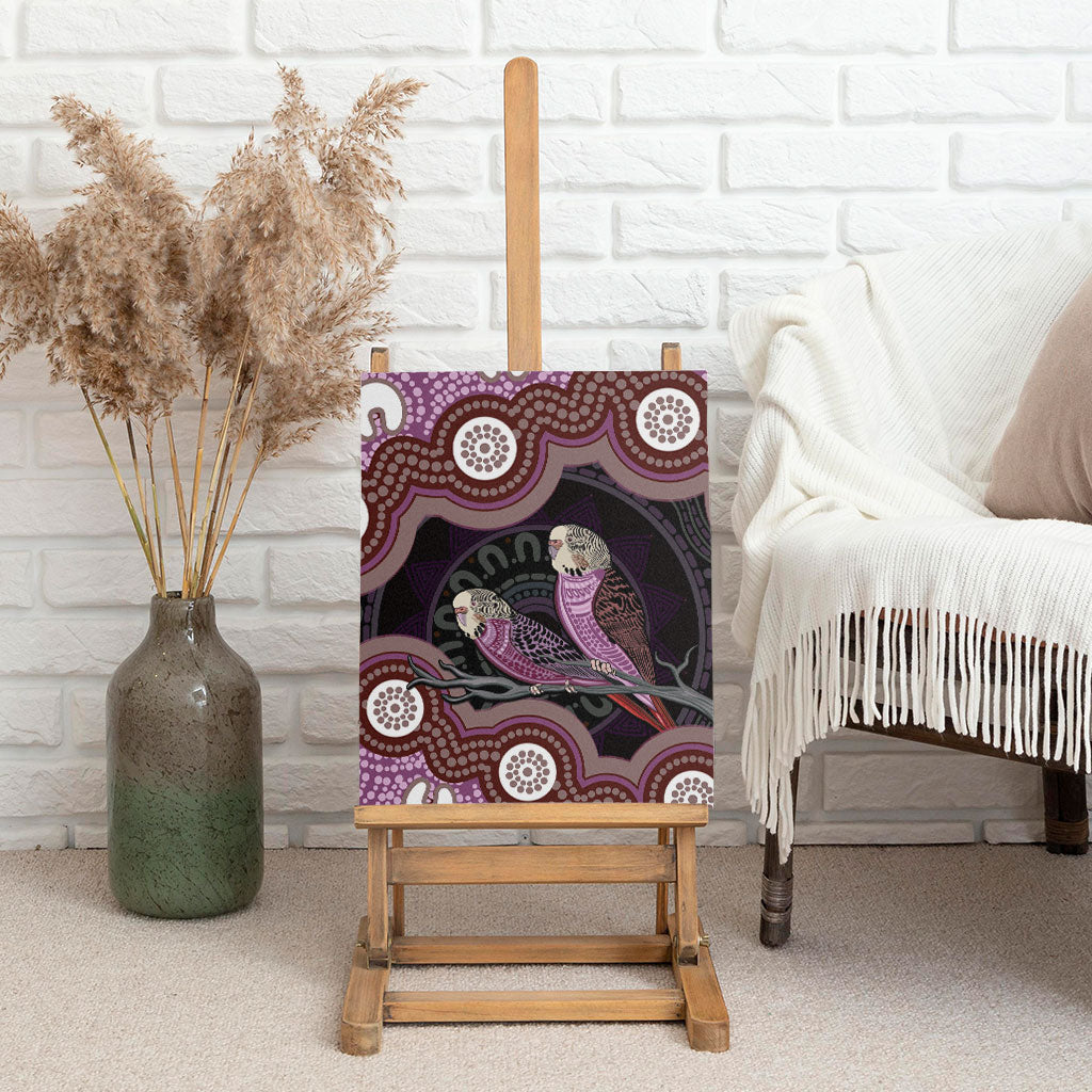 Purple Budgerigar Australia Indigenous Art Canvas Wall Art