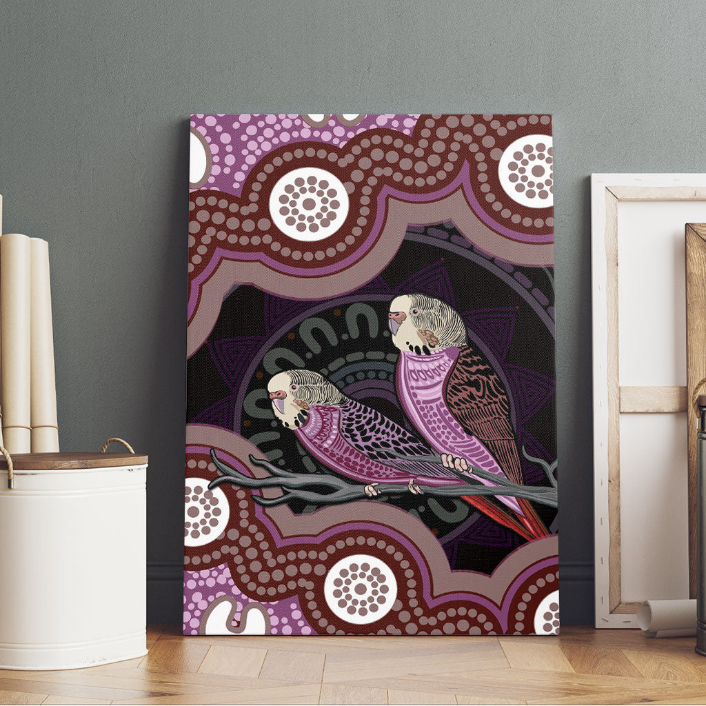 Purple Budgerigar Australia Indigenous Art Canvas Wall Art