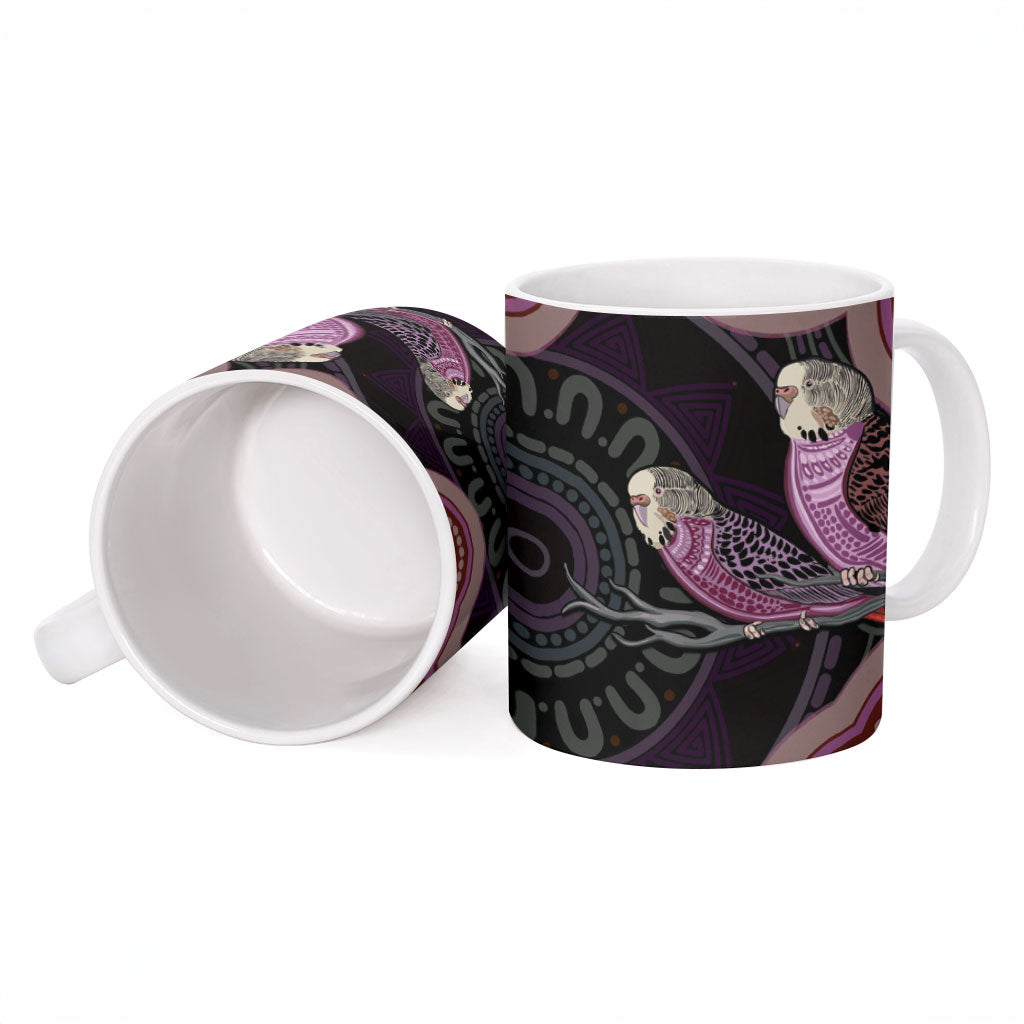 Purple Budgerigar Australia Indigenous Art Ceramic Mug