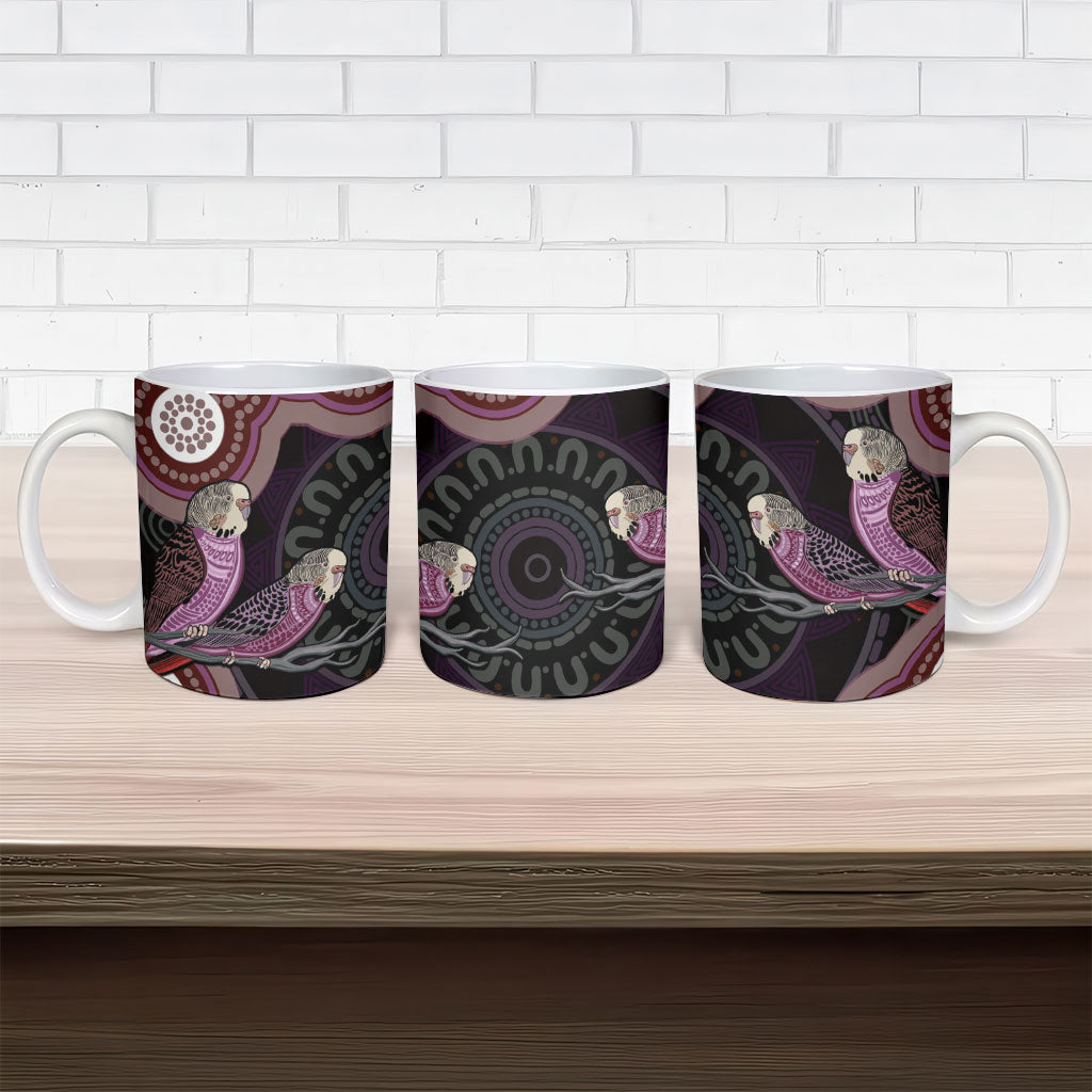 Purple Budgerigar Australia Indigenous Art Ceramic Mug