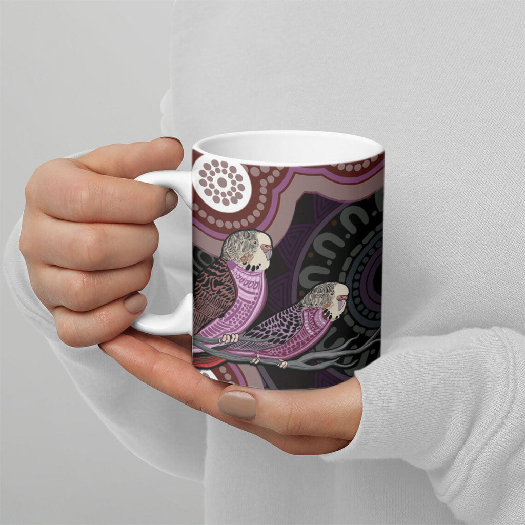 Purple Budgerigar Australia Indigenous Art Ceramic Mug